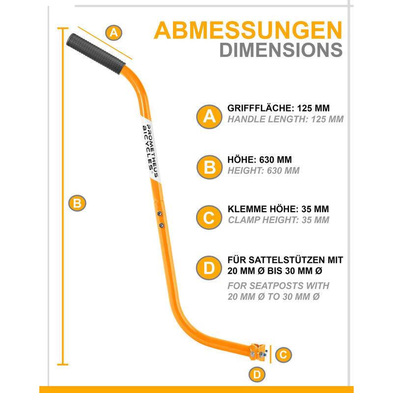 Schiebestange - Schubstange Haltestange für Kinderfahrrad - Fahrrad Lernhilfe