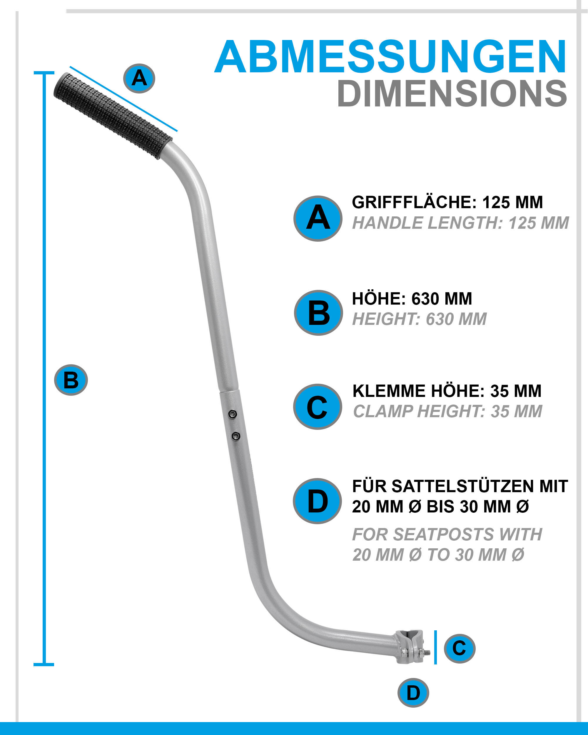 Schiebestange - Schubstange Haltestange für Kinderfahrrad - Fahrrad Lernhilfe 2/7