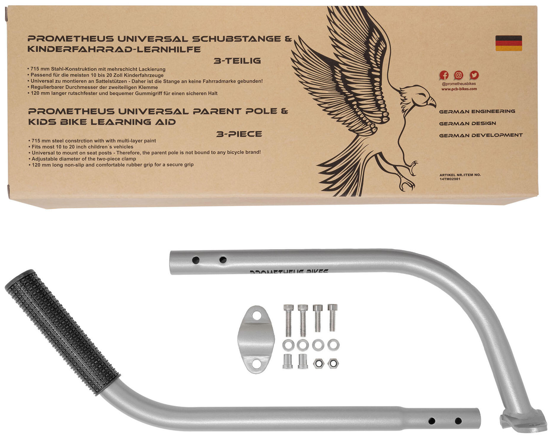 Schiebestange - Schubstange Haltestange für Kinderfahrrad - Fahrrad Lernhilfe 3/7