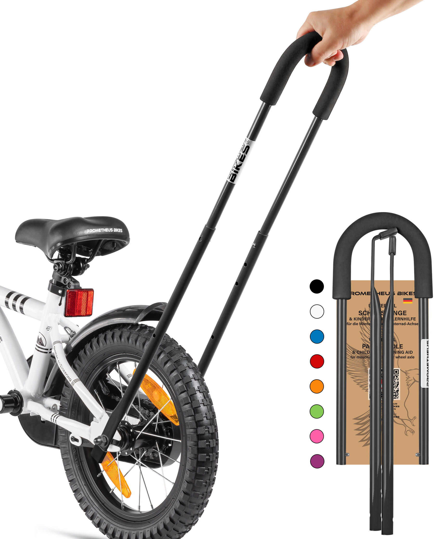 PROMETHEUS BICYCLES Schiebestange - Schubstange Haltestange für Kinderfahrrad - Fahrrad Lernhilfe