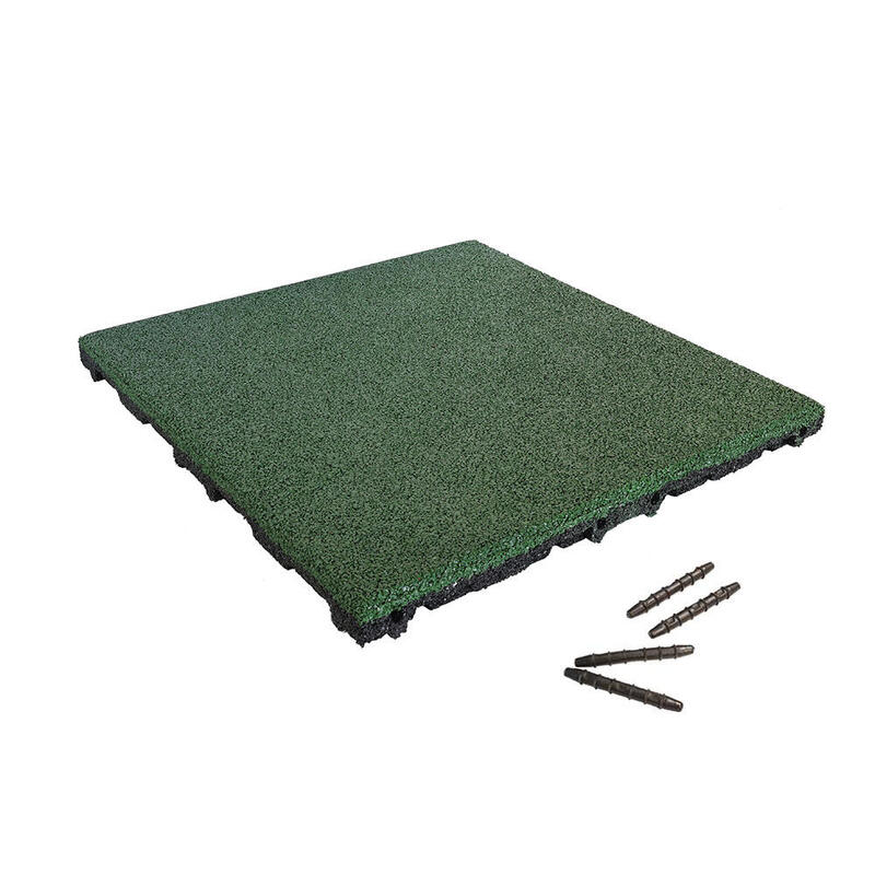 Protetor de chão de borracha com junta de encaixe 50x50 cm - 45 mm - Verde