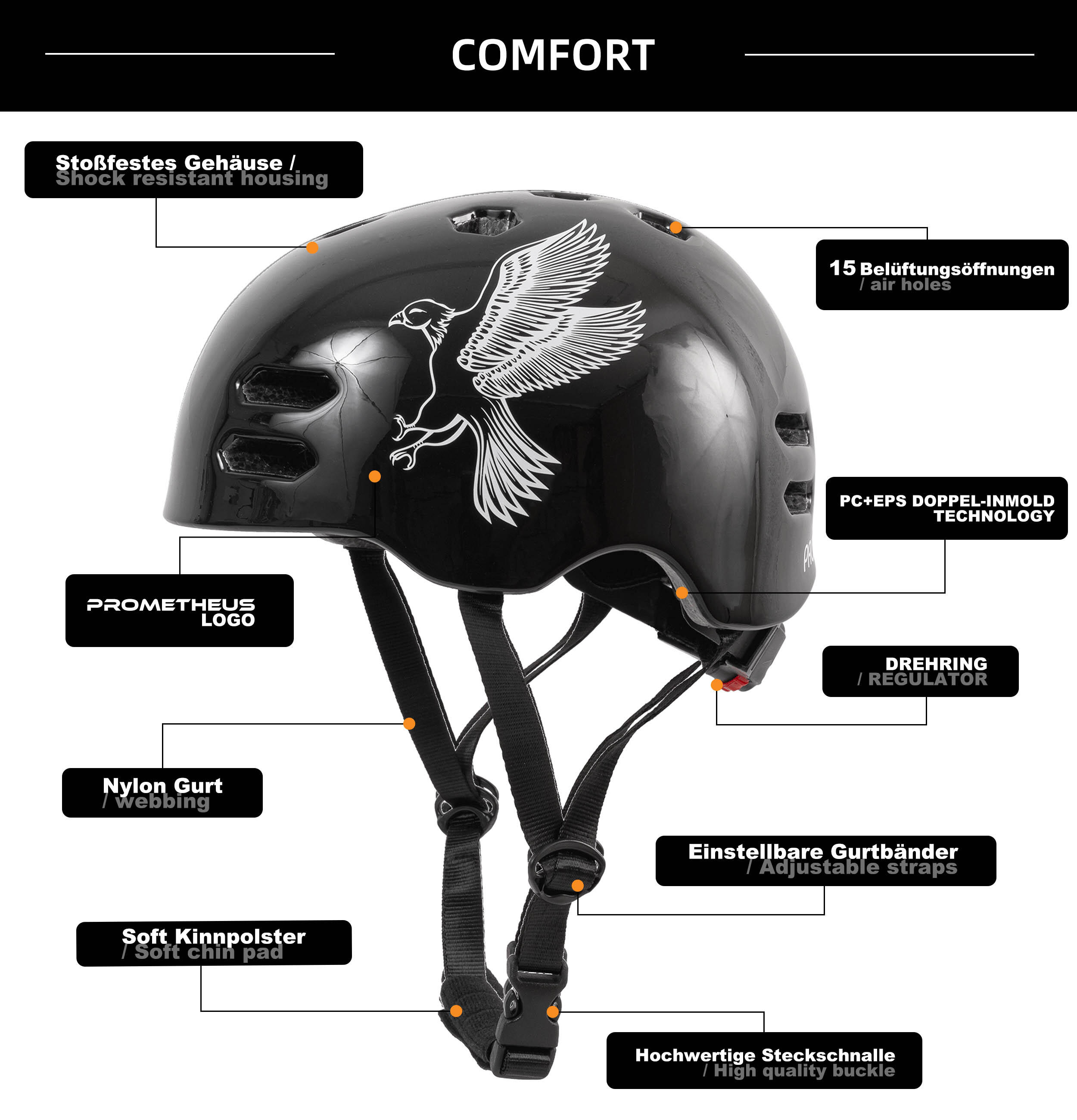 Fahrradhelm für Kinder ab 6 bis 10 Jahre Größe S 53-55 cm Helm mit Drehring 5/6