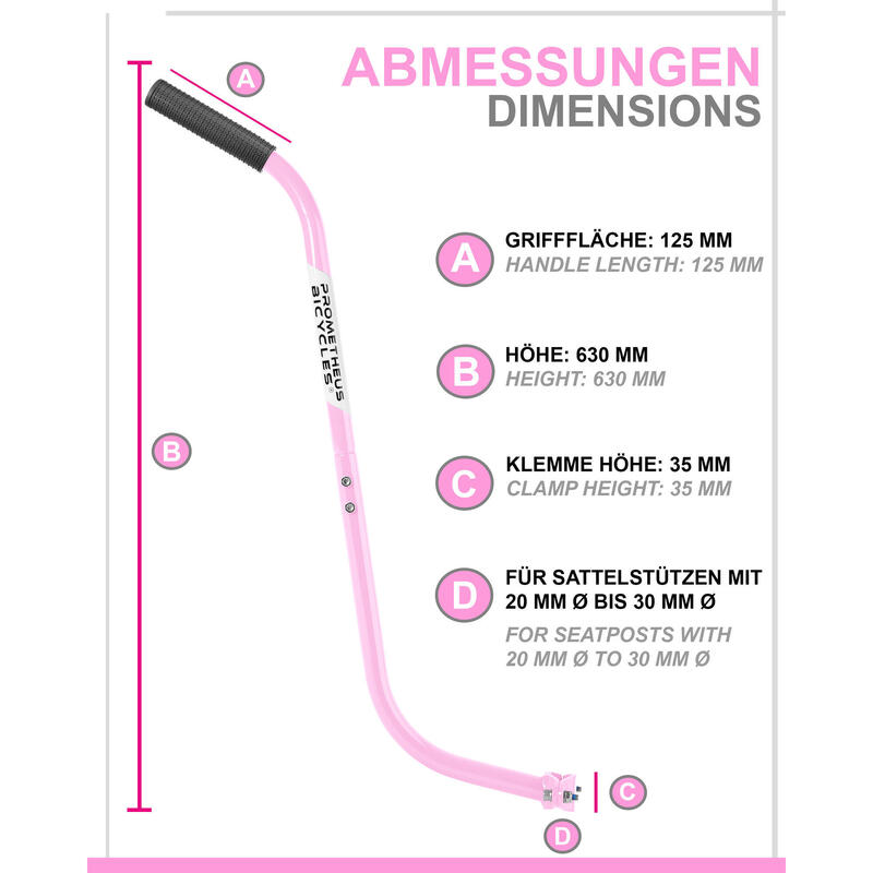 Schiebestange - Schubstange Haltestange für Kinderfahrrad - Fahrrad Lernhilfe