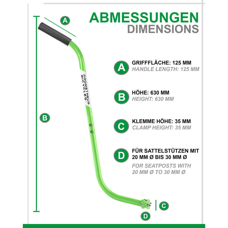 Schiebestange - Schubstange Haltestange für Kinderfahrrad - Fahrrad Lernhilfe