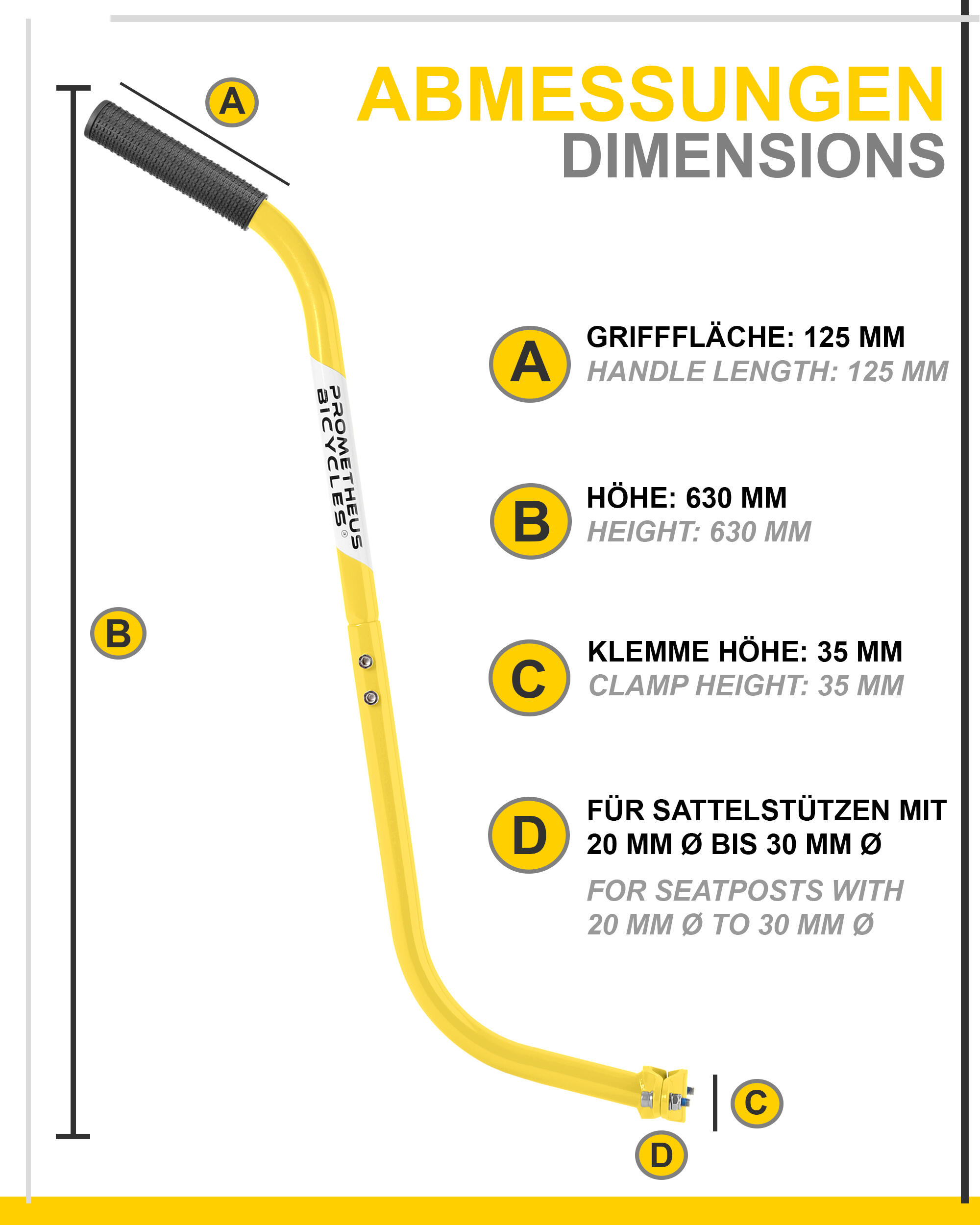 Schiebestange - Schubstange Haltestange für Kinderfahrrad - Fahrrad Lernhilfe 3/7