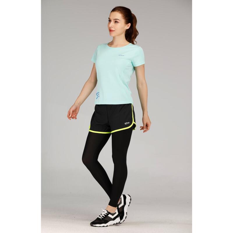 Women Quick Dry Running Shorts w/ Legging - Neon Green / Black