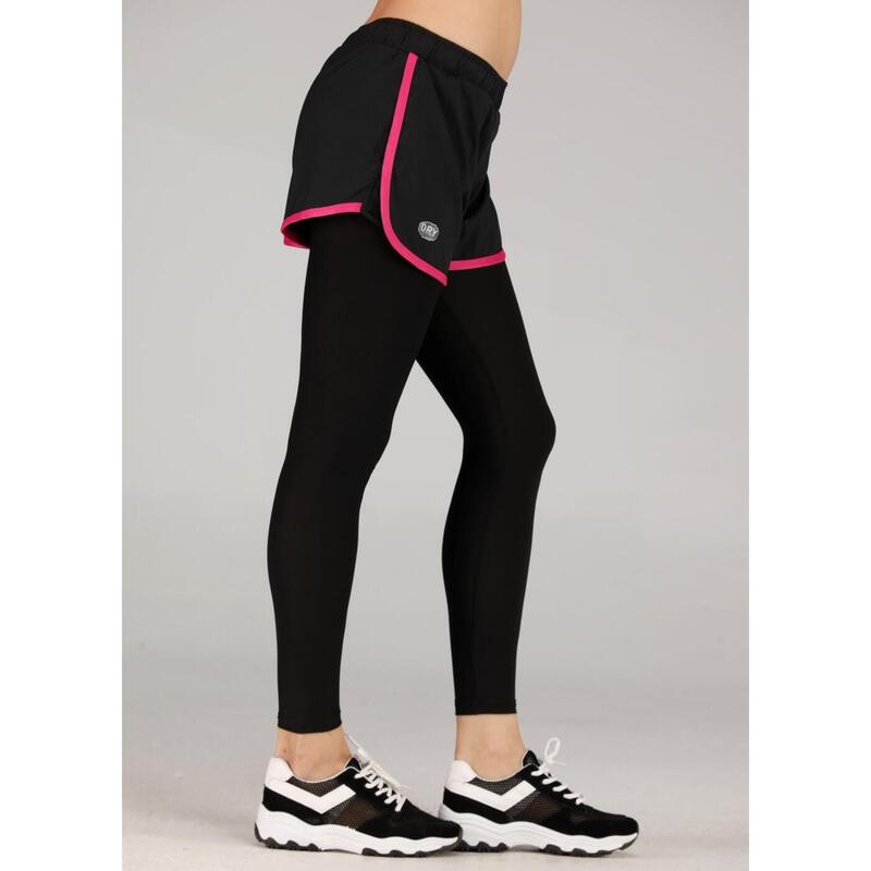 Women Quick Dry Running Shorts w/ Legging - Pink/Black