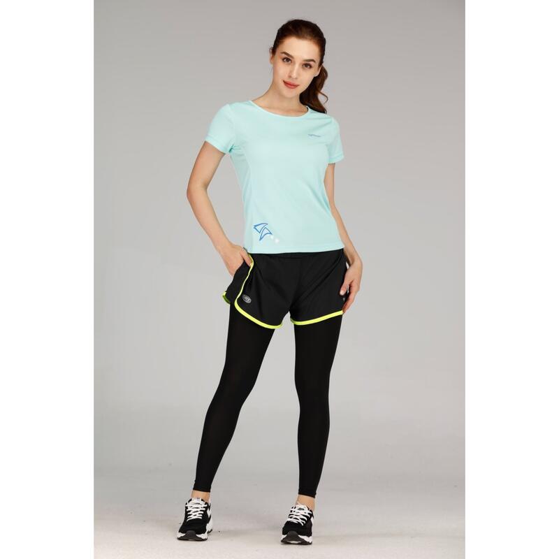 Women Quick Dry Running Shorts w/ Legging - Neon Green / Black