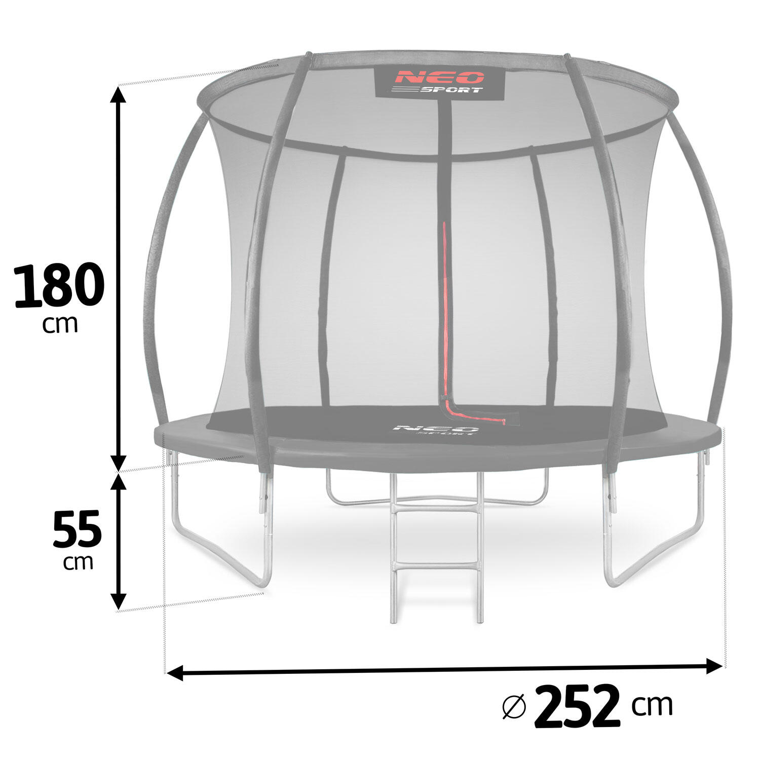 Trampolini ginnastica adulto 252 Cm, Nero 2/6