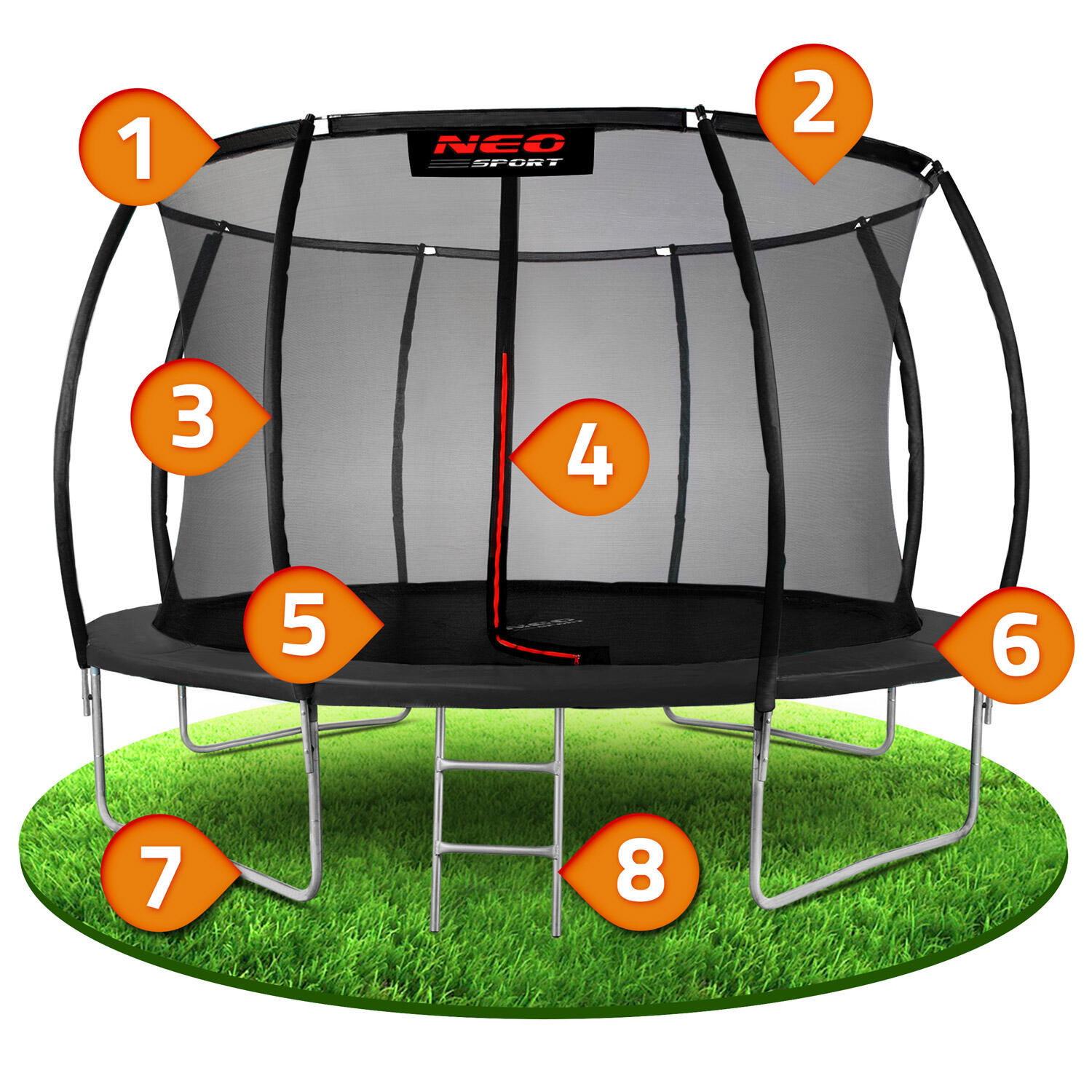 Trampolina ogrodowa Neo-Sport NS-12C231 Circle 374cm/12ft z siatką wewnętrzną 6/7