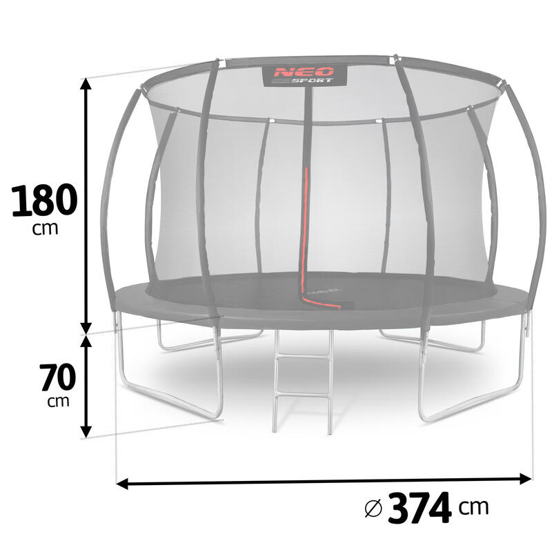 Trampolina ogrodowa Neo-Sport NS-12C231 Circle 374cm/12ft z siatką wewnętrzną