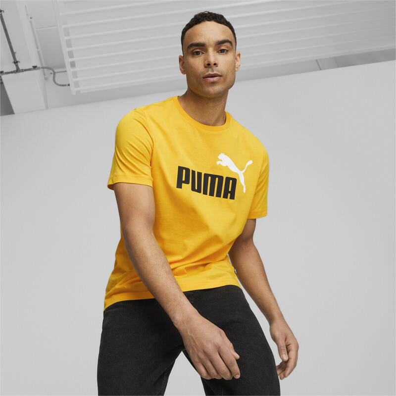 Essentials+ T-Shirts mit zweifarbigem Logo Herren PUMA Yellow Sizzle