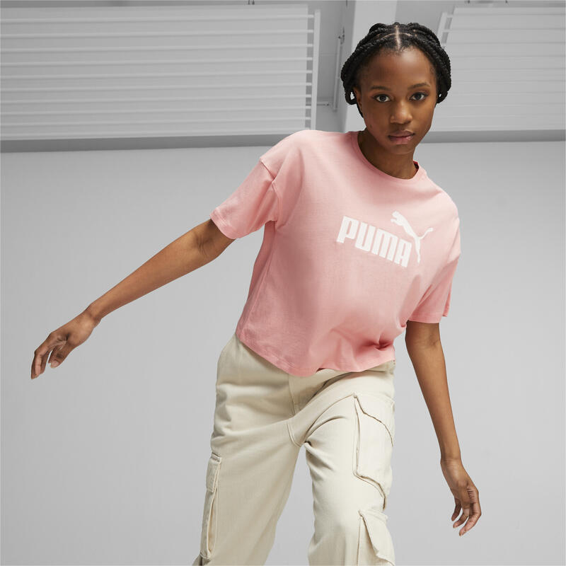 Essentials Logo Cropped T-Shirt Damen PUMA Peach Smoothie Pink