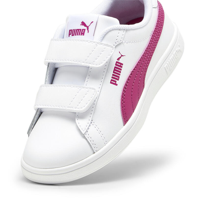 Smash 3.0 leren V sneakers voor kinderen PUMA White Pinktastic Pink