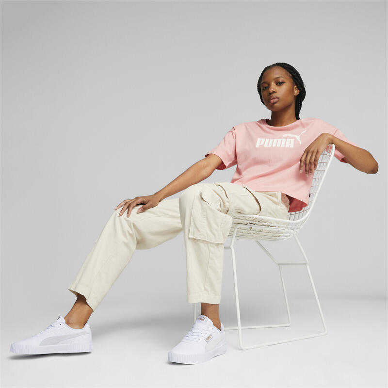 Essentials Logo Cropped T-Shirt Damen PUMA Peach Smoothie Pink