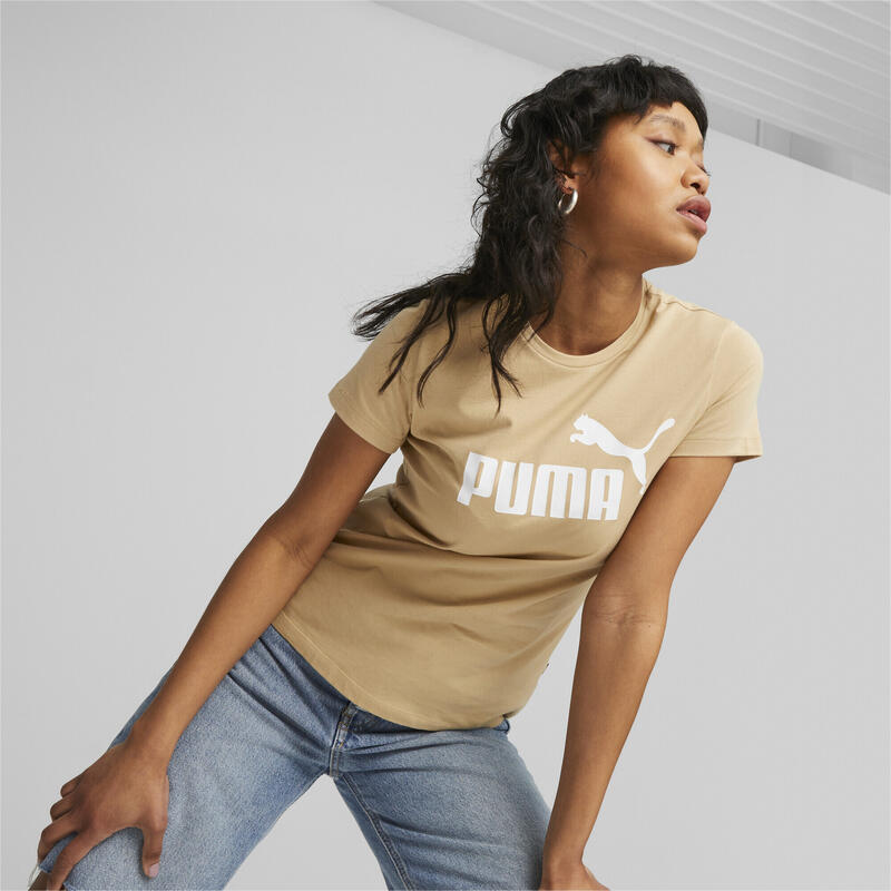 Camiseta Mujer Essentials Logo PUMA Sand Dune Beige