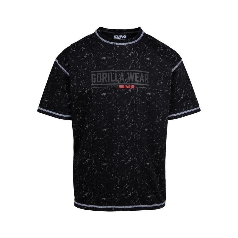 T-Shirt in Übergröße - Saginaw - Schwarz gewaschen