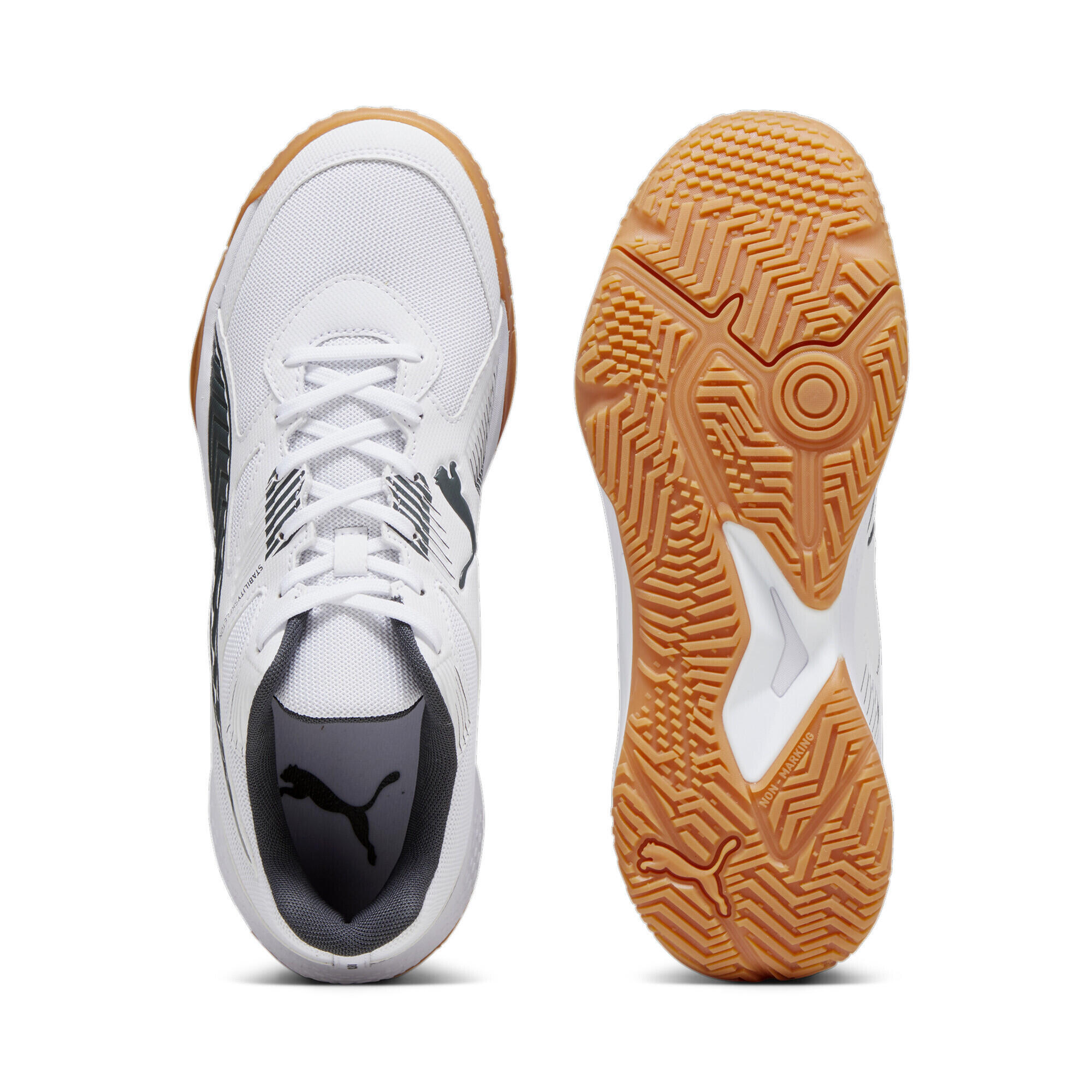 Solarflash II Hallen-Sportschuhe Herren PUMA White Shadow Gray Gum Beige 6/7