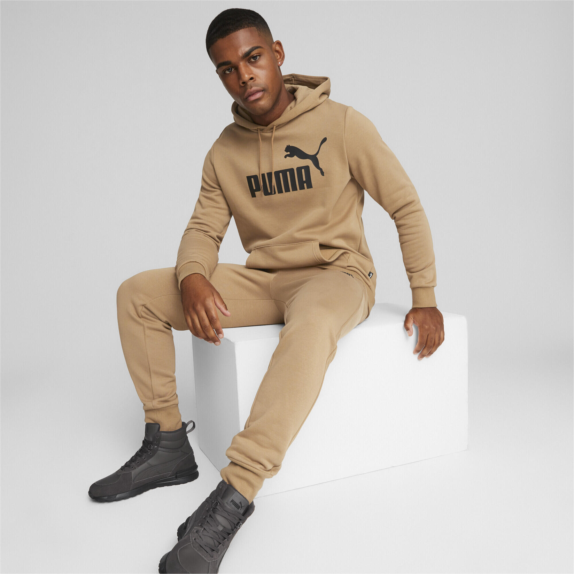 Sweat à capuche Essentiels Big Logo homme PUMA Toasted Beige 3/6