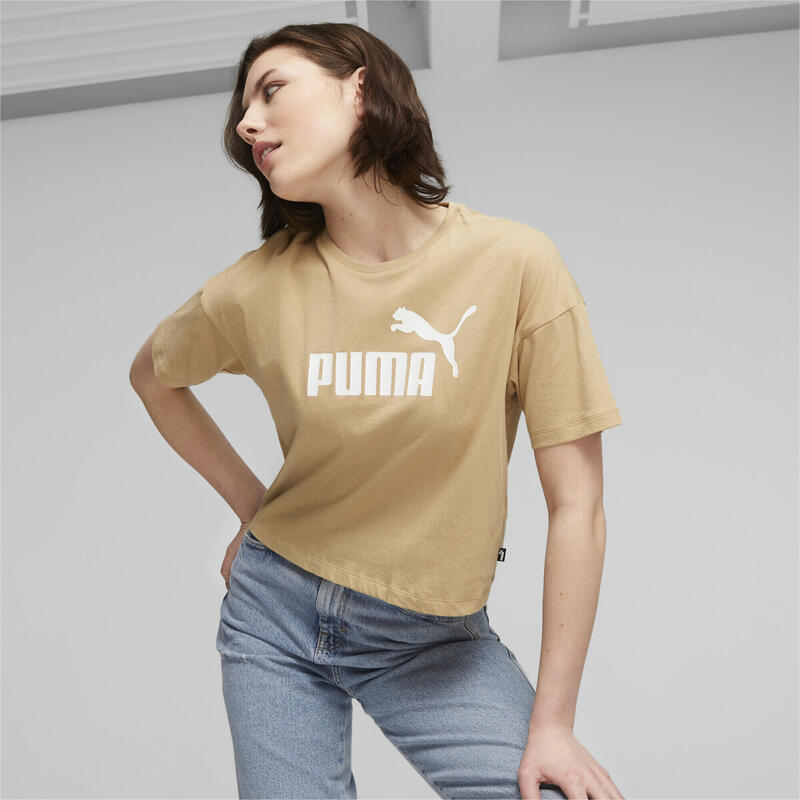 T-shirt corta con logo Essentials donna PUMA Sand Dune Beige