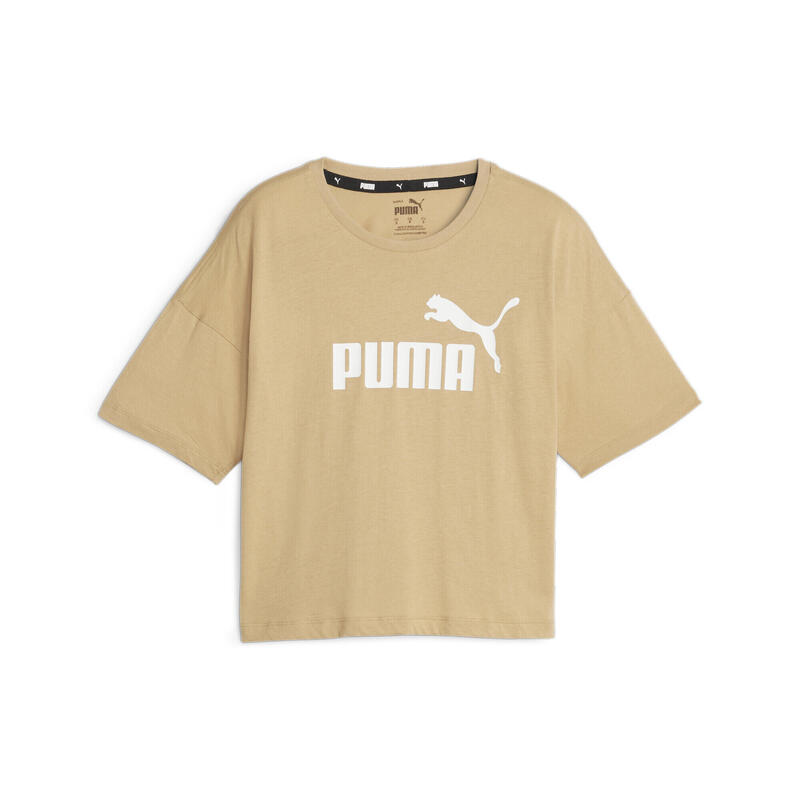 Essentials Logo Cropped T-Shirt Damen PUMA Sand Dune Beige