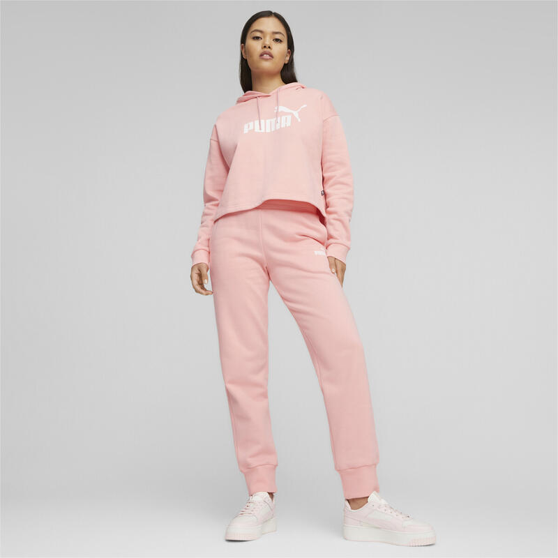 Essentials+ Cropped Logo Hoodie Damen PUMA Peach Smoothie Pink