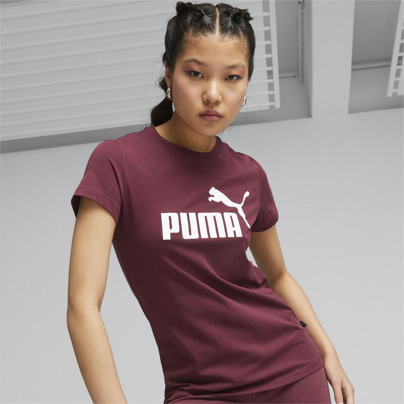 Essentials T-shirt met logo voor dames PUMA Dark Jasper Red