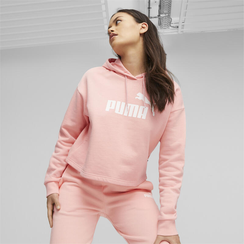 Essentials korte hoodie met logo voor dames PUMA Peach Smoothie Pink