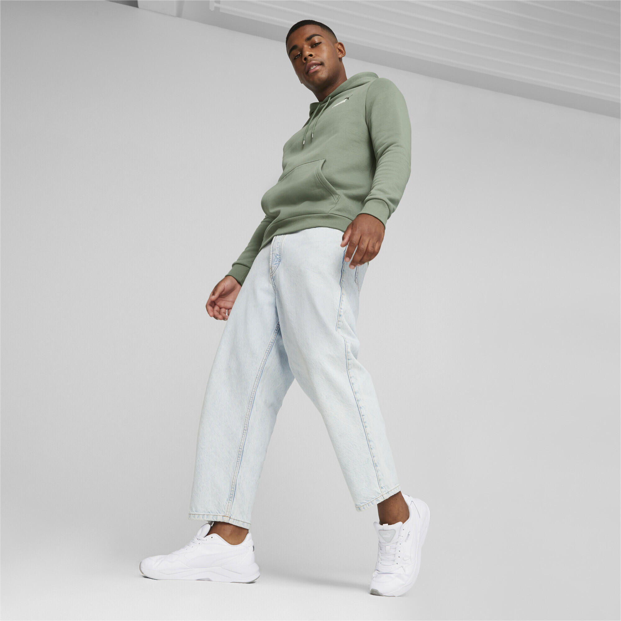 Hoodie Essentials+ Two-Colour Small Logo Homme PUMA Eucalyptus Green 3/7