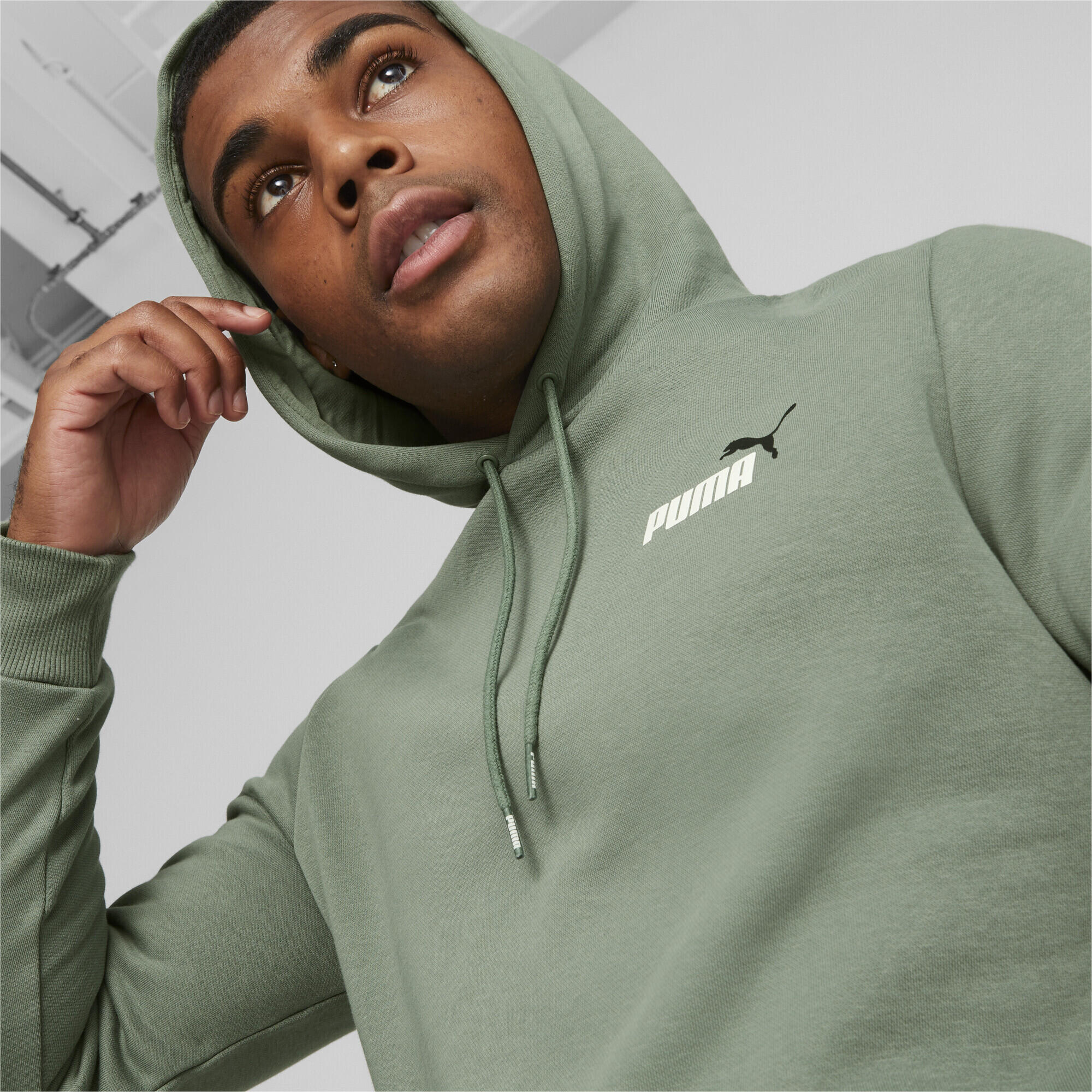 Hoodie Essentials+ Two-Colour Small Logo Homme PUMA Eucalyptus Green 4/7