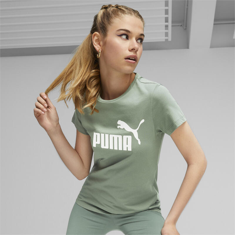 T-Shirt PUMA Essentials Logo para mulher Verde eucalipto