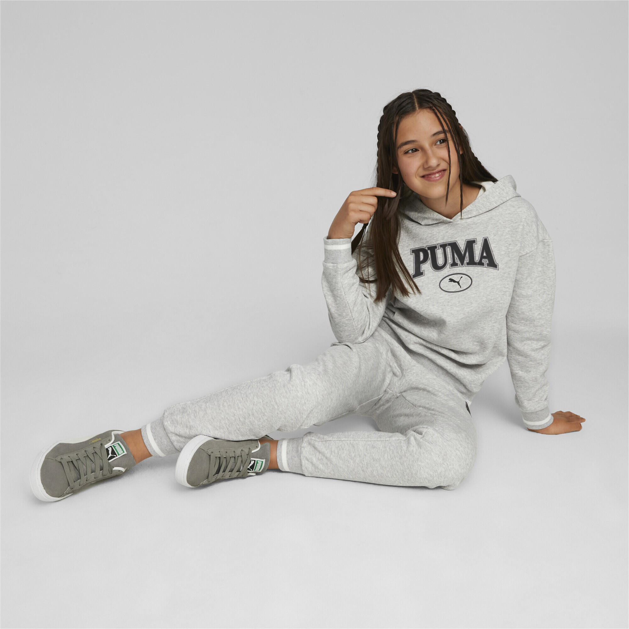 Pantaloni della tuta PUMA SQUAD da ragazza PUMA Light Gray Heather 3/5