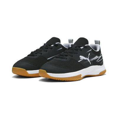 Varion ii zaalschoenen voor kinderen puma black cool light gray yellow blaze gum