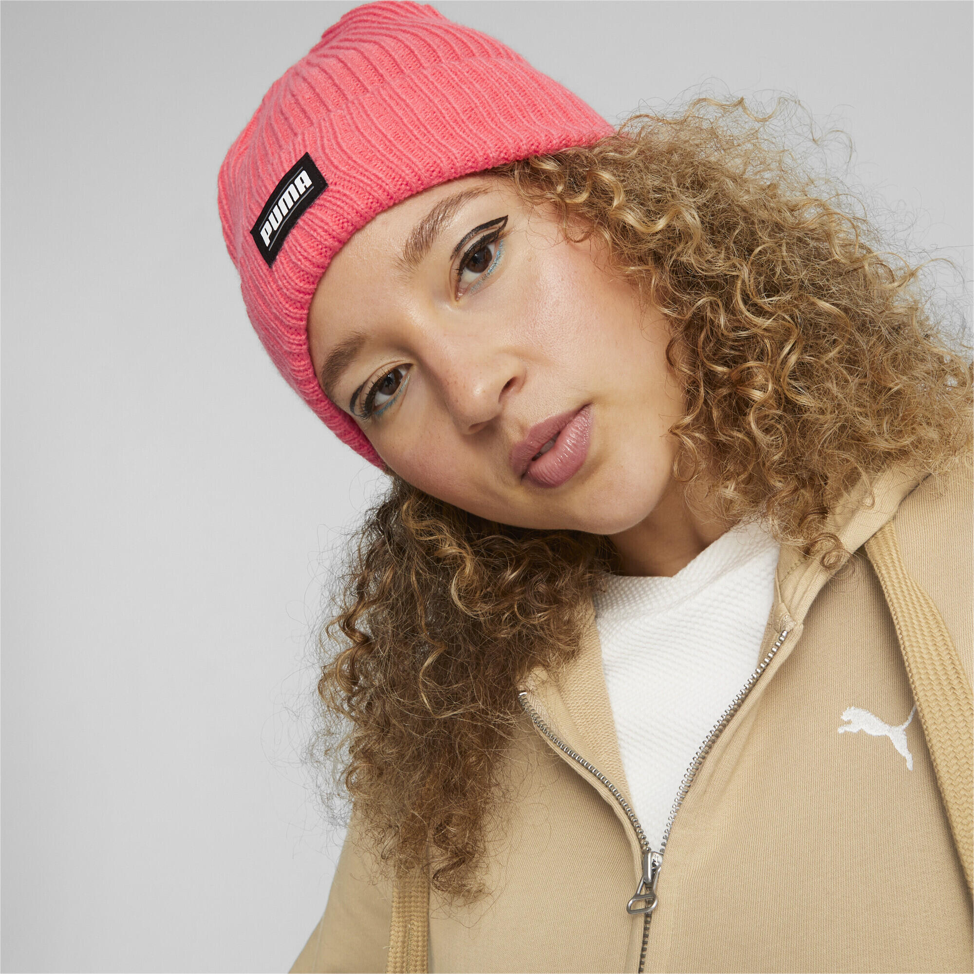 Classic geribbelde beanie met omslag PUMA Electric Blush Pink 3/5