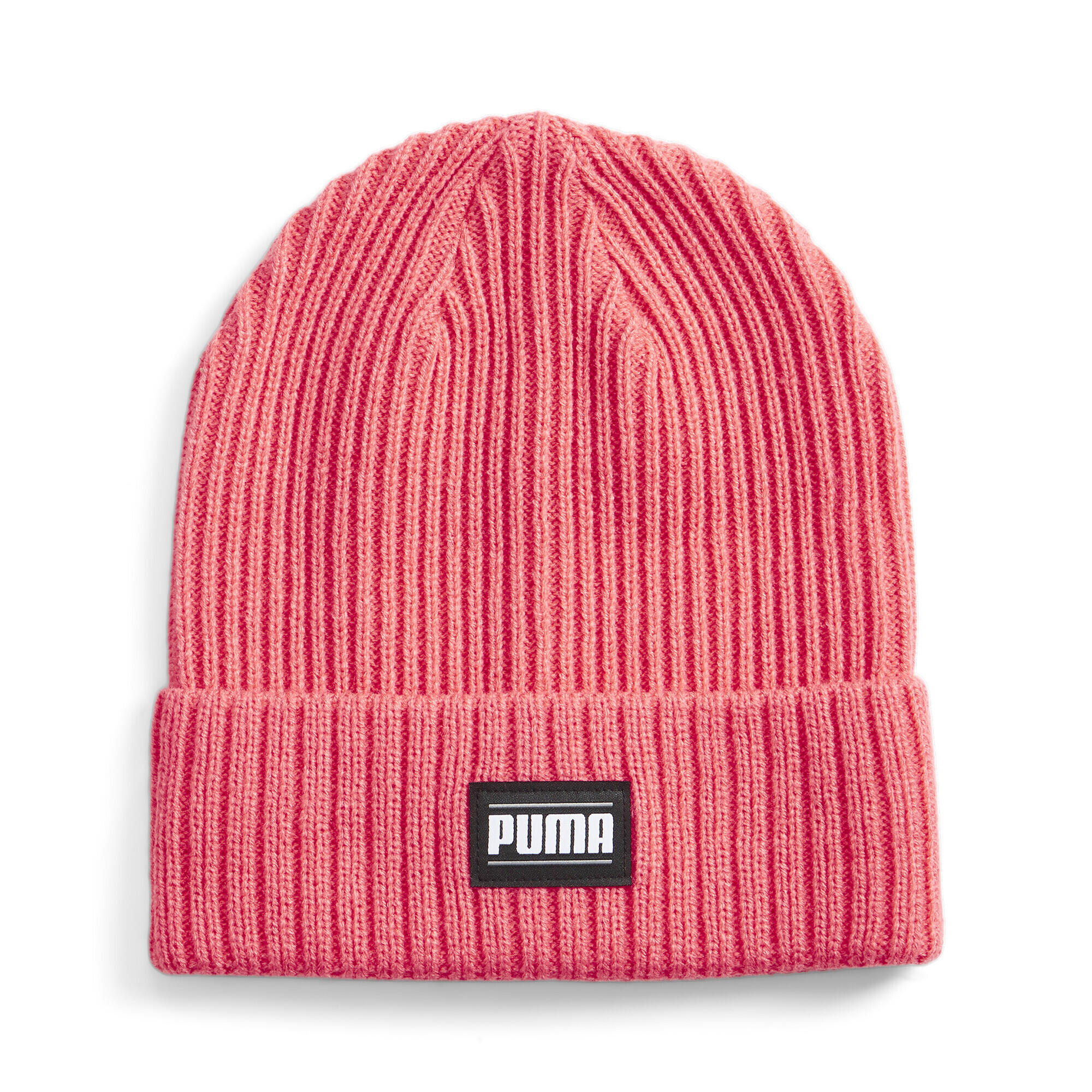 PUMA Classic geribbelde beanie met omslag PUMA Electric Blush Pink