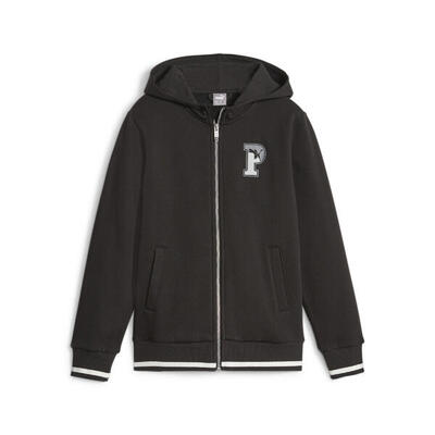 Felpa con zip integrale e cappuccio PUMA SQUAD in pile da ragazzo PUMA Black