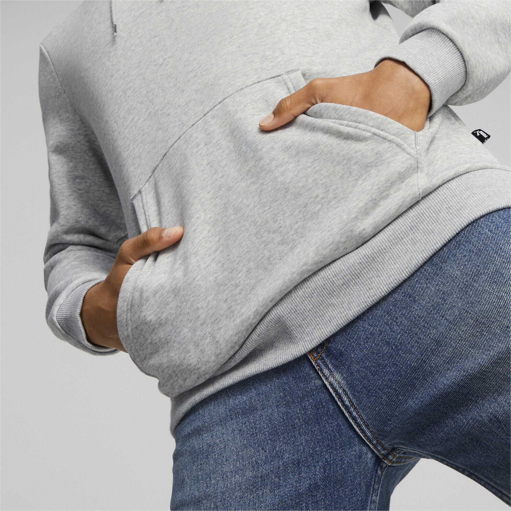 Hoodie à petit logo bicolore Essentials+ Homme PUMA Light Gray Heather 5/7