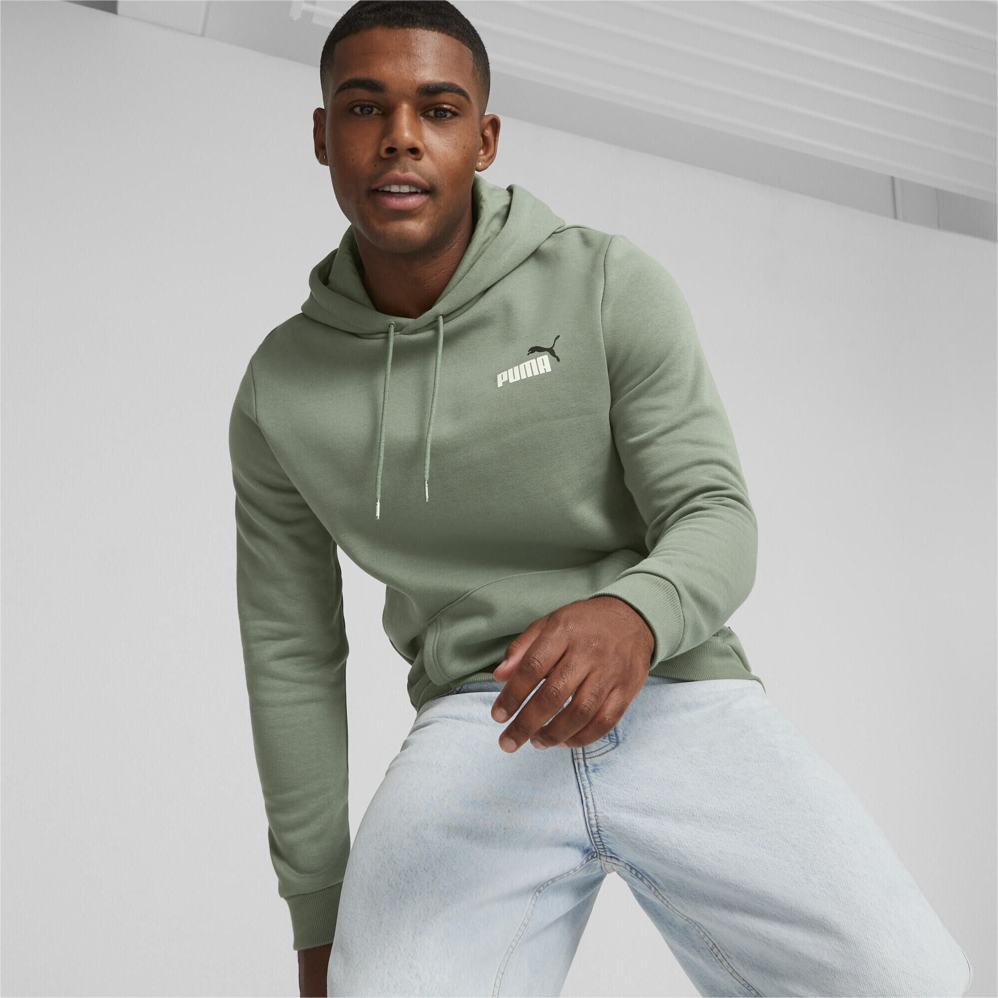 Hoodie Essentials+ Two-Colour Small Logo Homme PUMA Eucalyptus Green 2/7