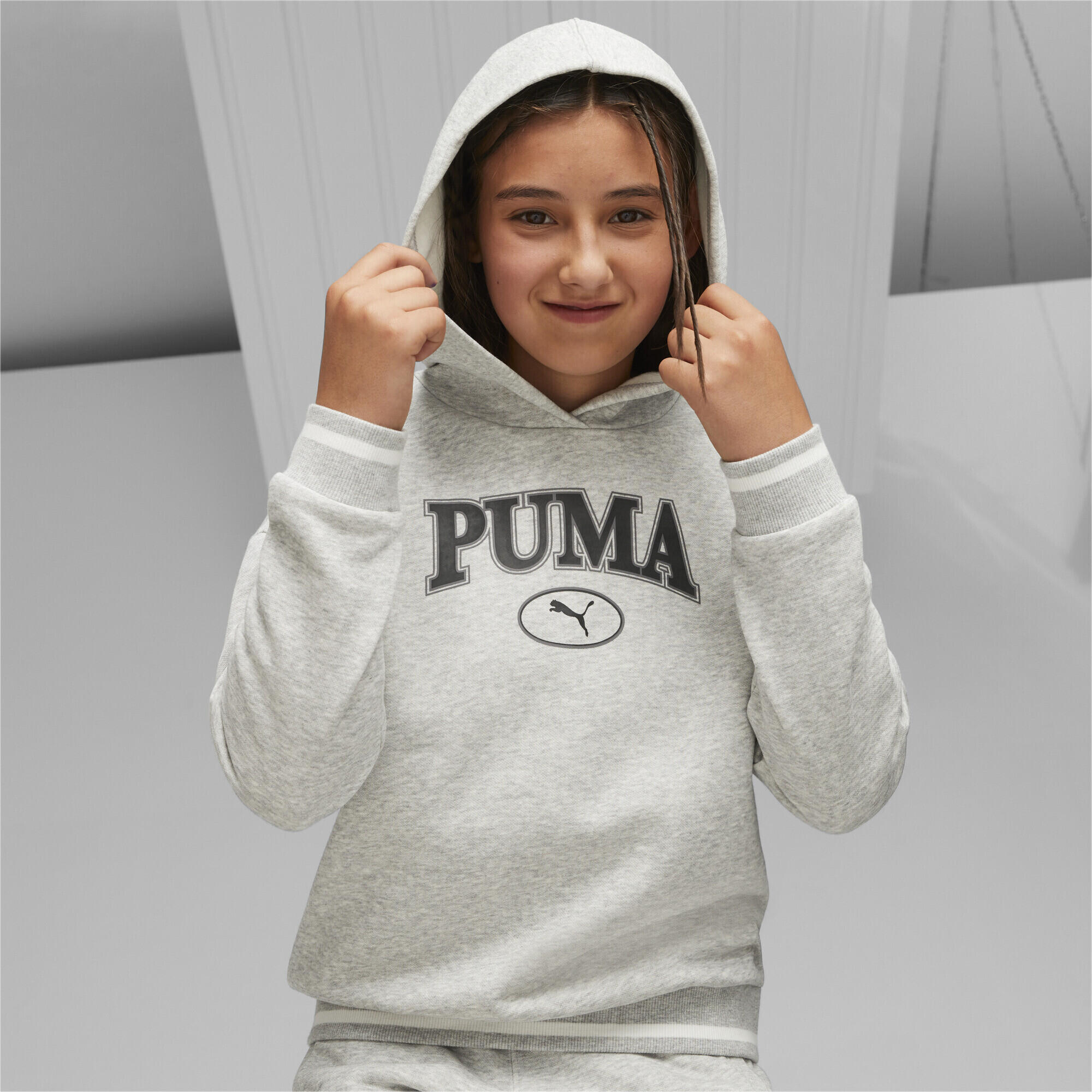 Hoodie PUMA SQUAD Enfant et Adolescent PUMA Light Gray Heather 2/5