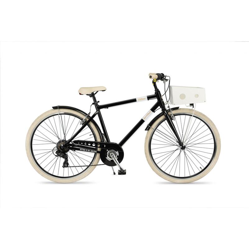 Fiets Milano Lady lichtblauw 28" aluminium stadsfiets met 6 versnellingen.