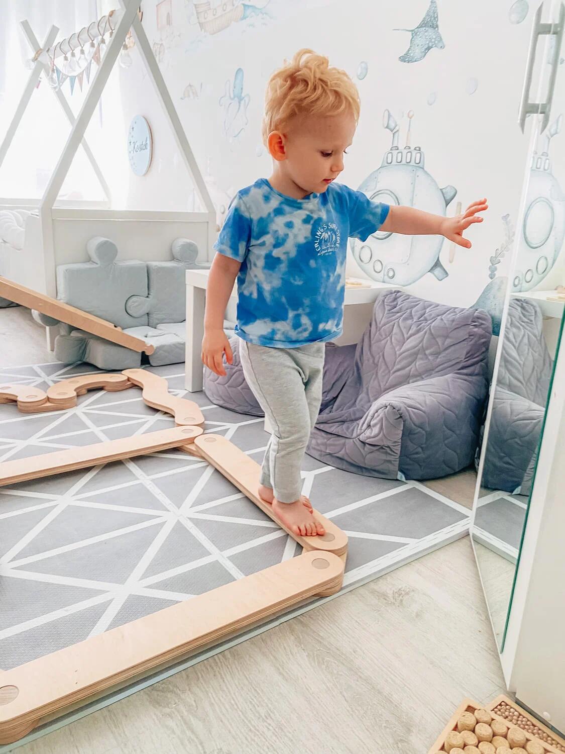 Chemin d’équilibre en bois pour enfants 6/7