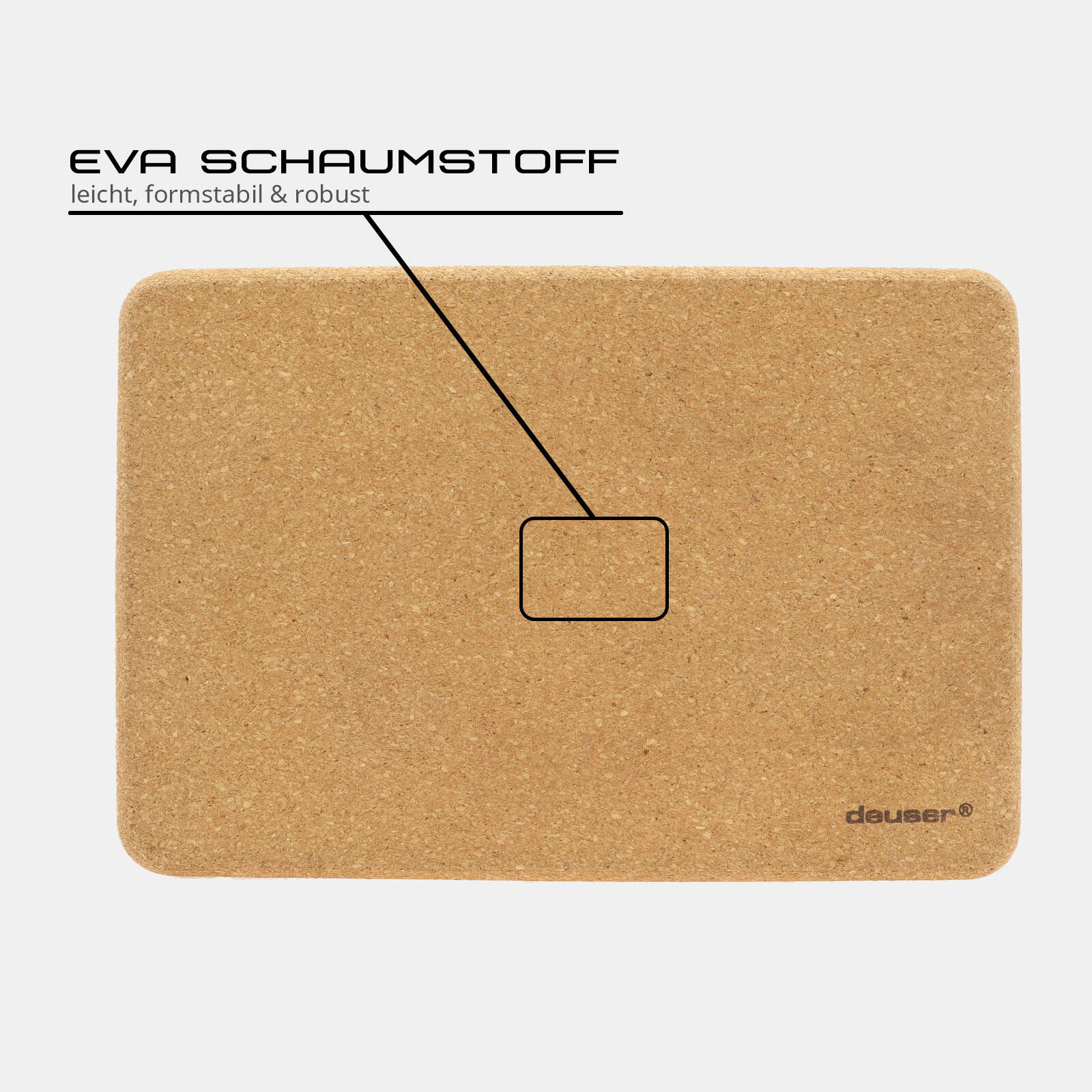YOGA BLOCK KORK 22 CM X 15 CM X 7 CM DEUSER® 2/3