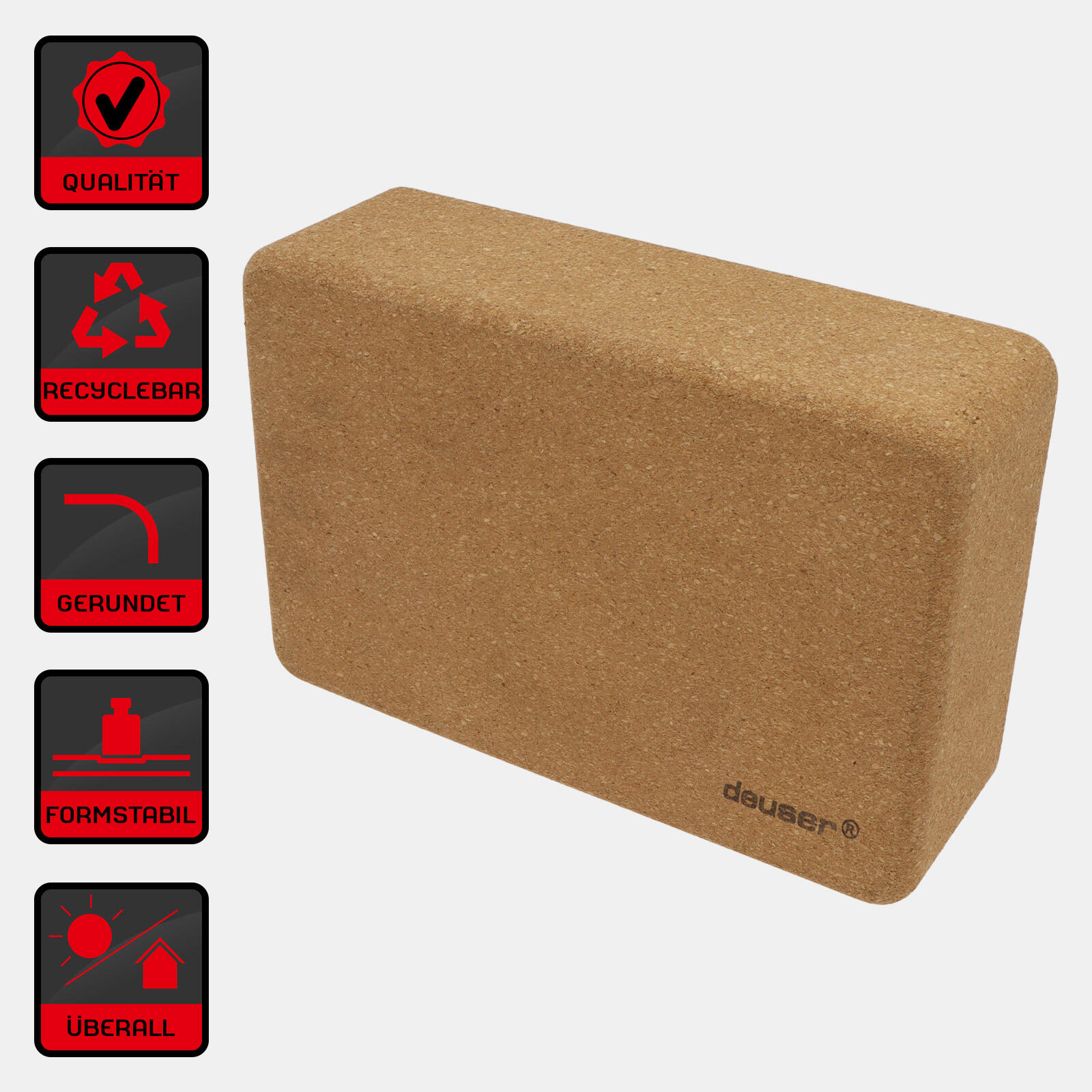 YOGA BLOCK KORK 22 CM X 15 CM X 7 CM DEUSER® 1/3