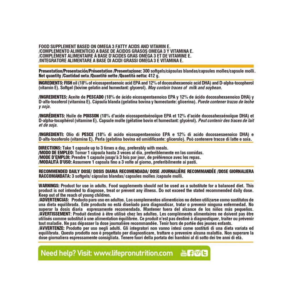 LIFE PRO OMEGA 3 300 CAPS - Ácidos Grasos EPA DHA 3/3