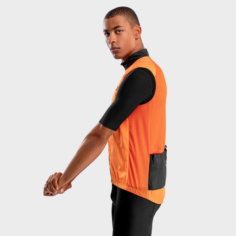 Gilet vélo coupe-vent homme Cyclisme V1 Season Orange Vif