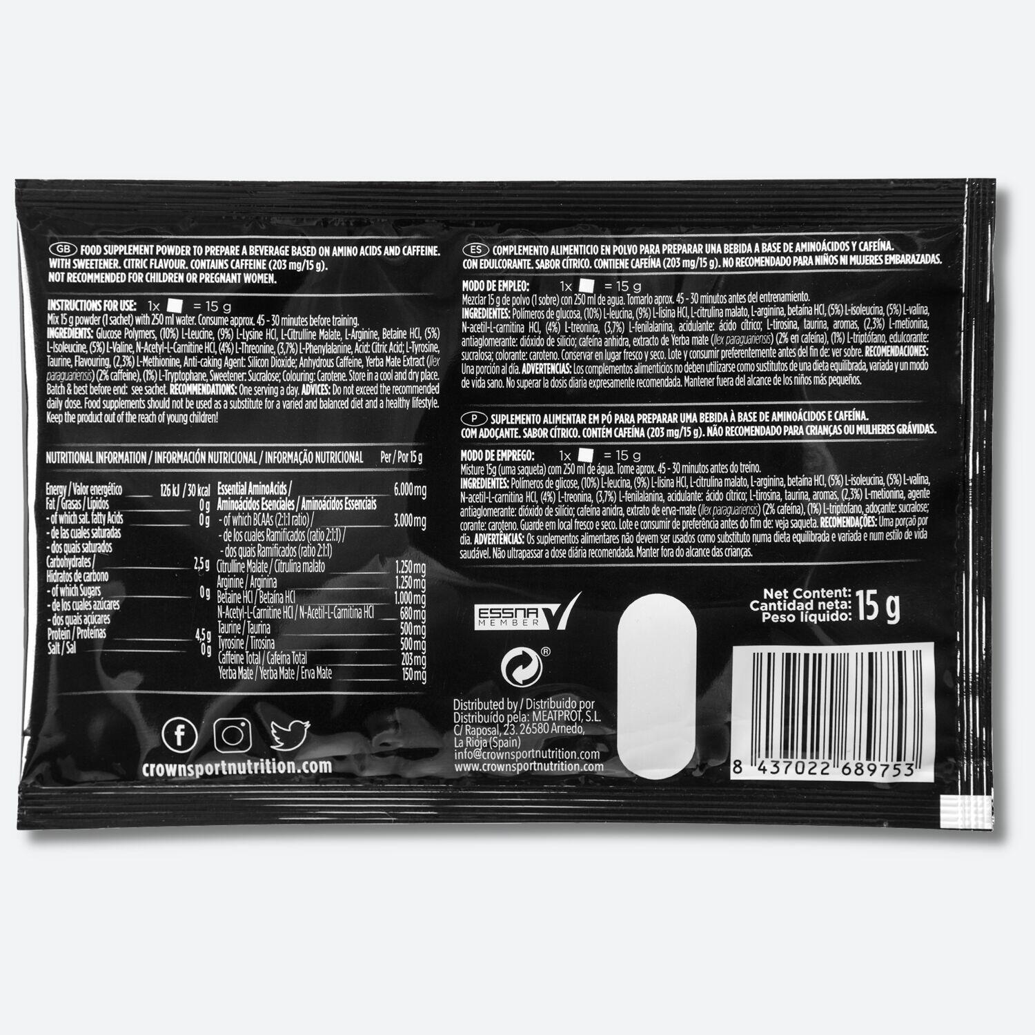Caixa de 12 saquetas de pré-treino 'Pre-Workout ST' de 15 g Blue Storm 3/3