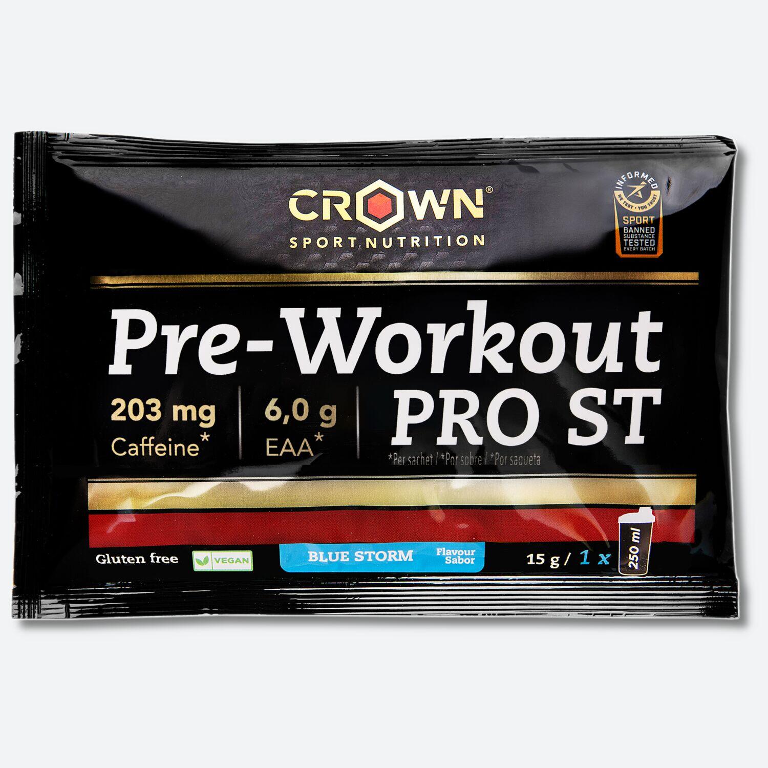 Caixa de 12 saquetas de pré-treino 'Pre-Workout ST' de 15 g Blue Storm 2/3
