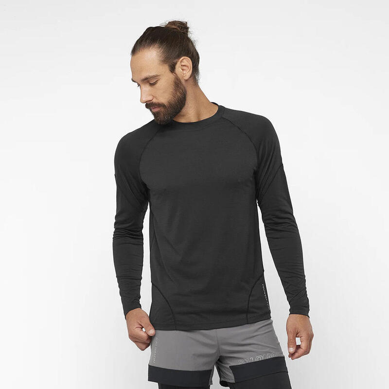 Cross Run Men Trail Running Long Sleeves Tee - Black