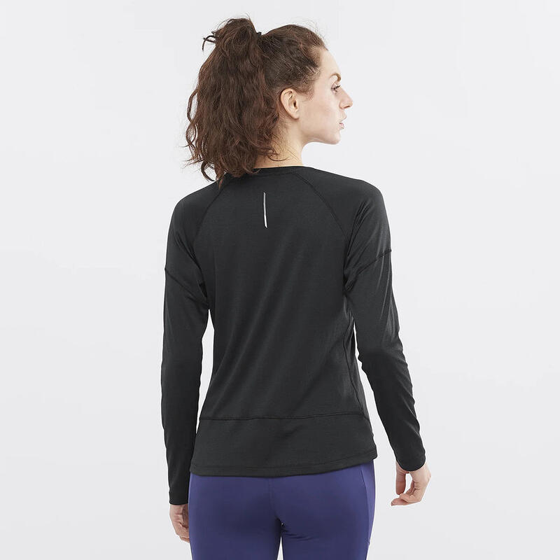 Cross Run Women Trail Running Long Sleeves Tee - Black