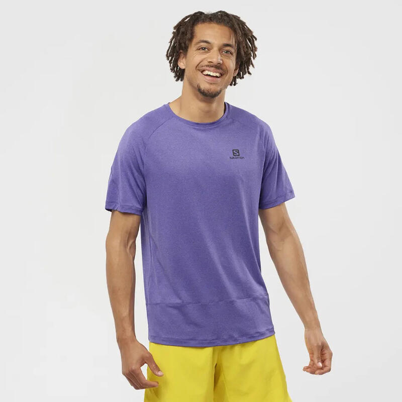 Cross Run Adult Men Fast Drying Trail Running Short Sleeves Tee - Purple
